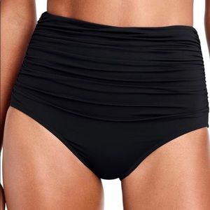Ruched high waist bikini bottoms